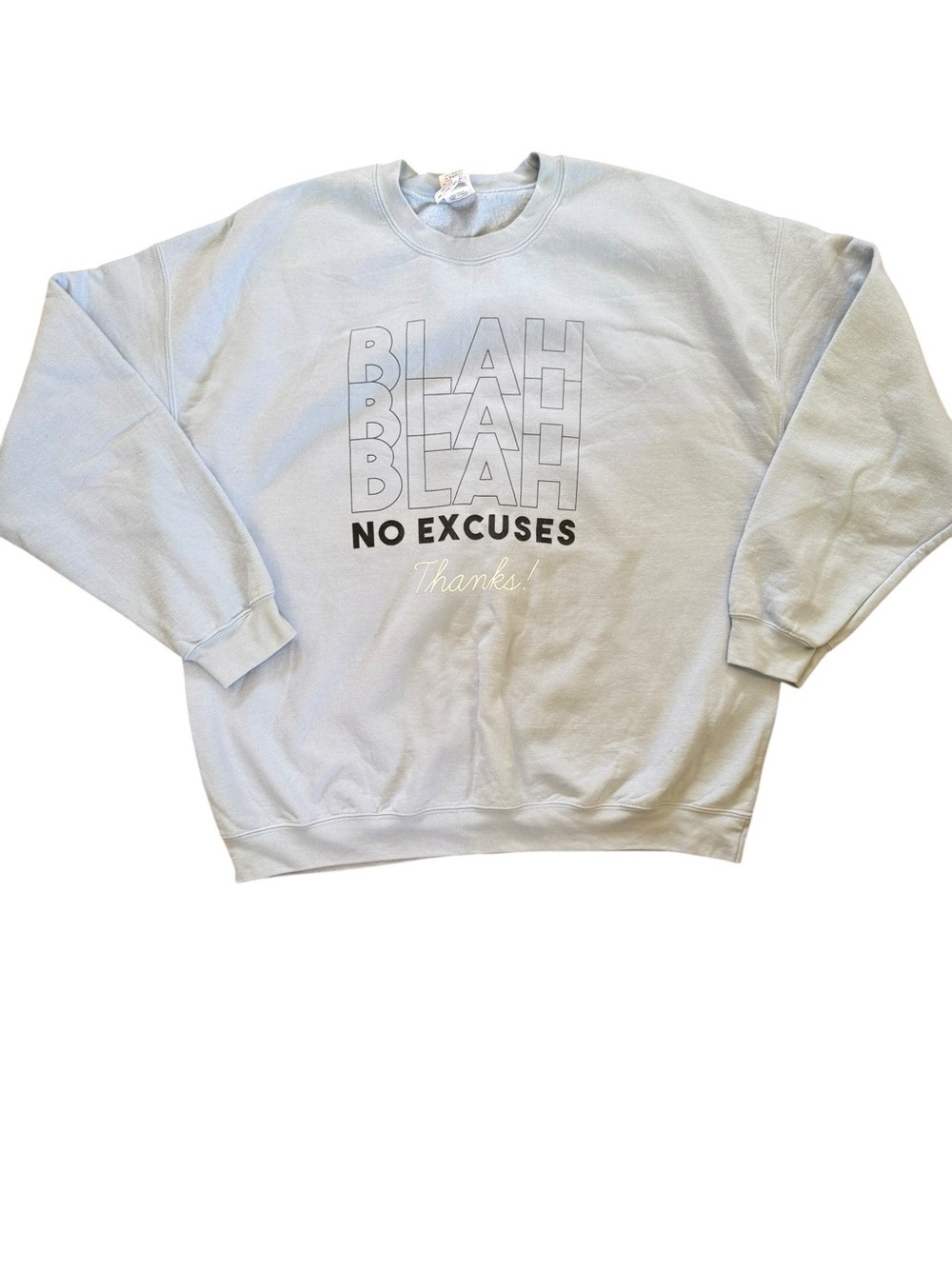 Women’s light blue sweatshirt with graphics on front EUC Size 2XL
